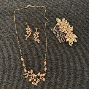 Rose gold jewelry and hair comb